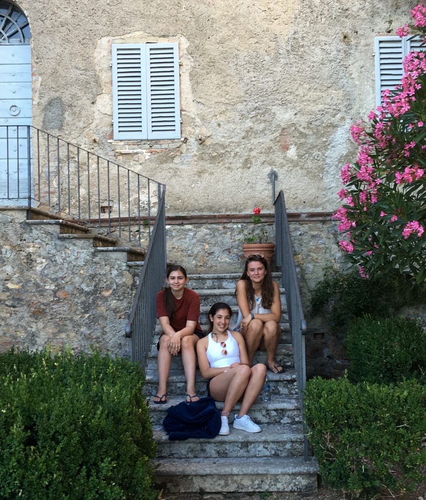Resting on the stairs and watching the evening light arrive on the terrace.
