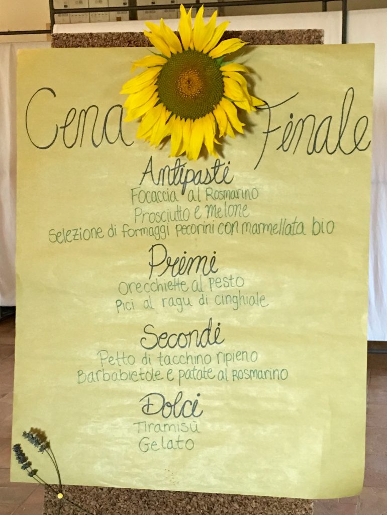 Menu for Cena Finale